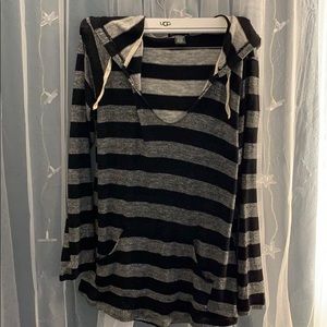 Sparkle silver and black long hooded top